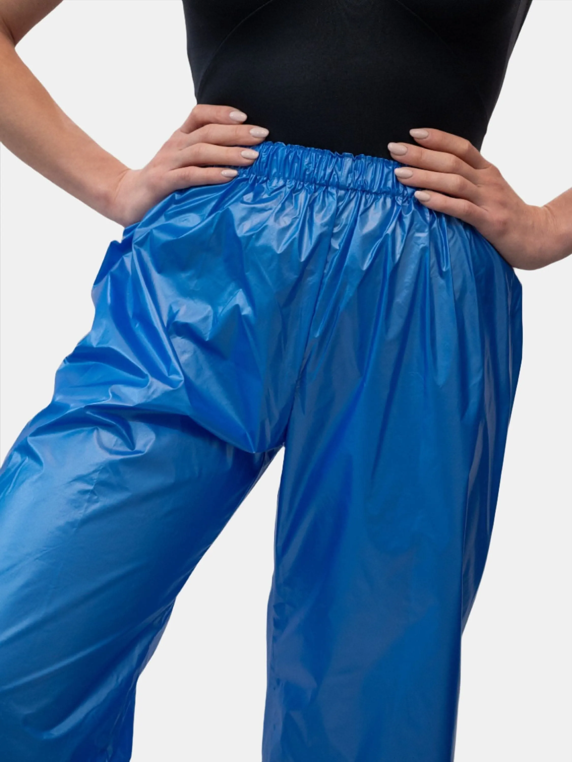 Laminate Blue Warm-Up Dance Trash Bag Pants MP5003