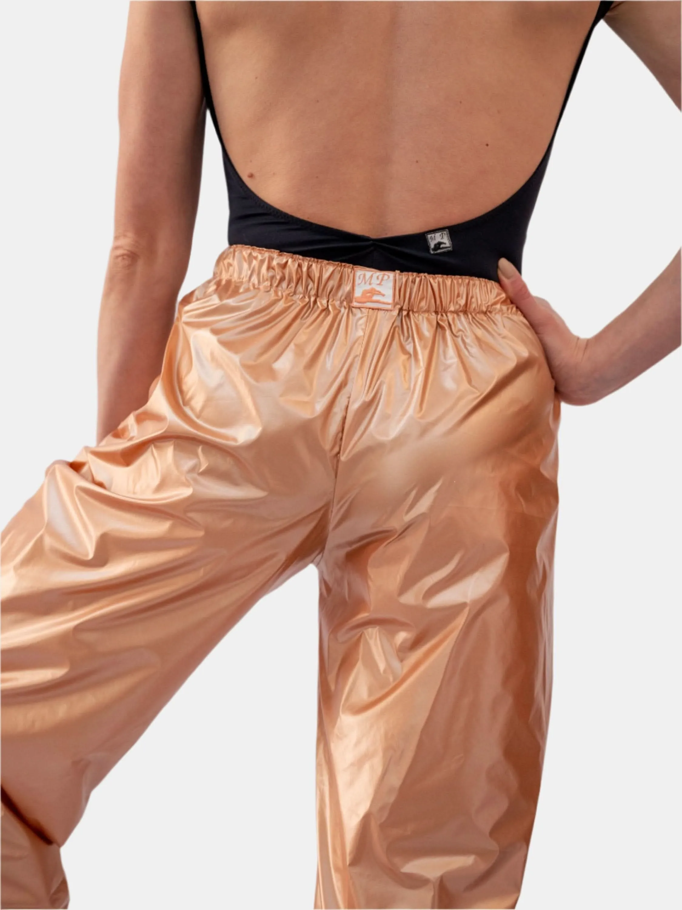 Laminate Peach Warm-Up Dance Trash Bag Pants MP5003