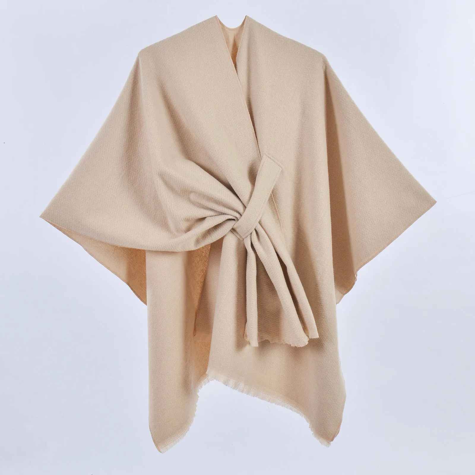 💥Last Day 50% OFF💥💕 Large Cross Front Poncho Sweater Knitted Elegant Shawls Cape 💃