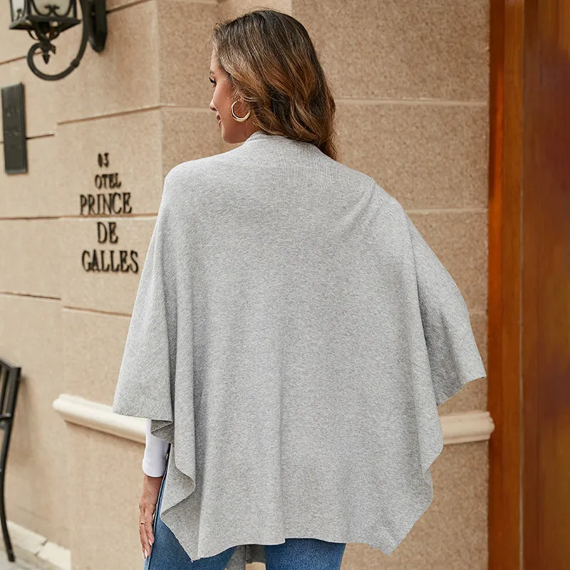 💥Last Day 50% OFF💥💕 Large Cross Front Poncho Sweater Knitted Elegant Shawls Cape 💃