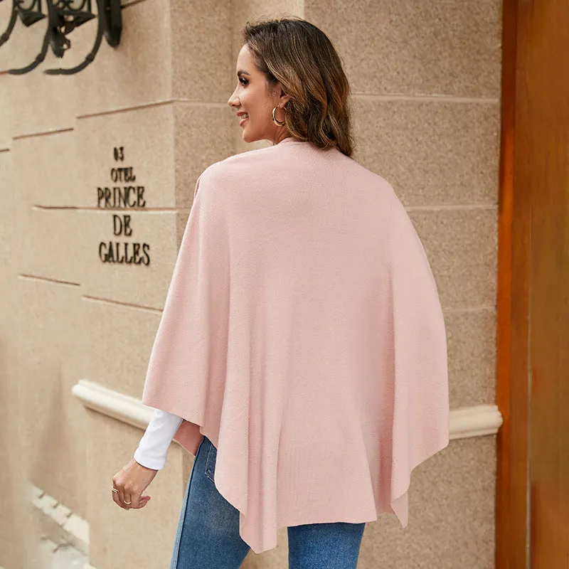 💥Last Day 50% OFF💥💕 Large Cross Front Poncho Sweater Knitted Elegant Shawls Cape 💃