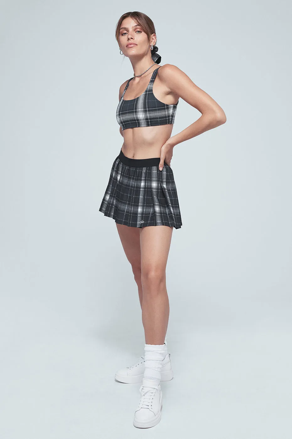 Legacy Plaid Varsity Tennis Skirt - Black/White