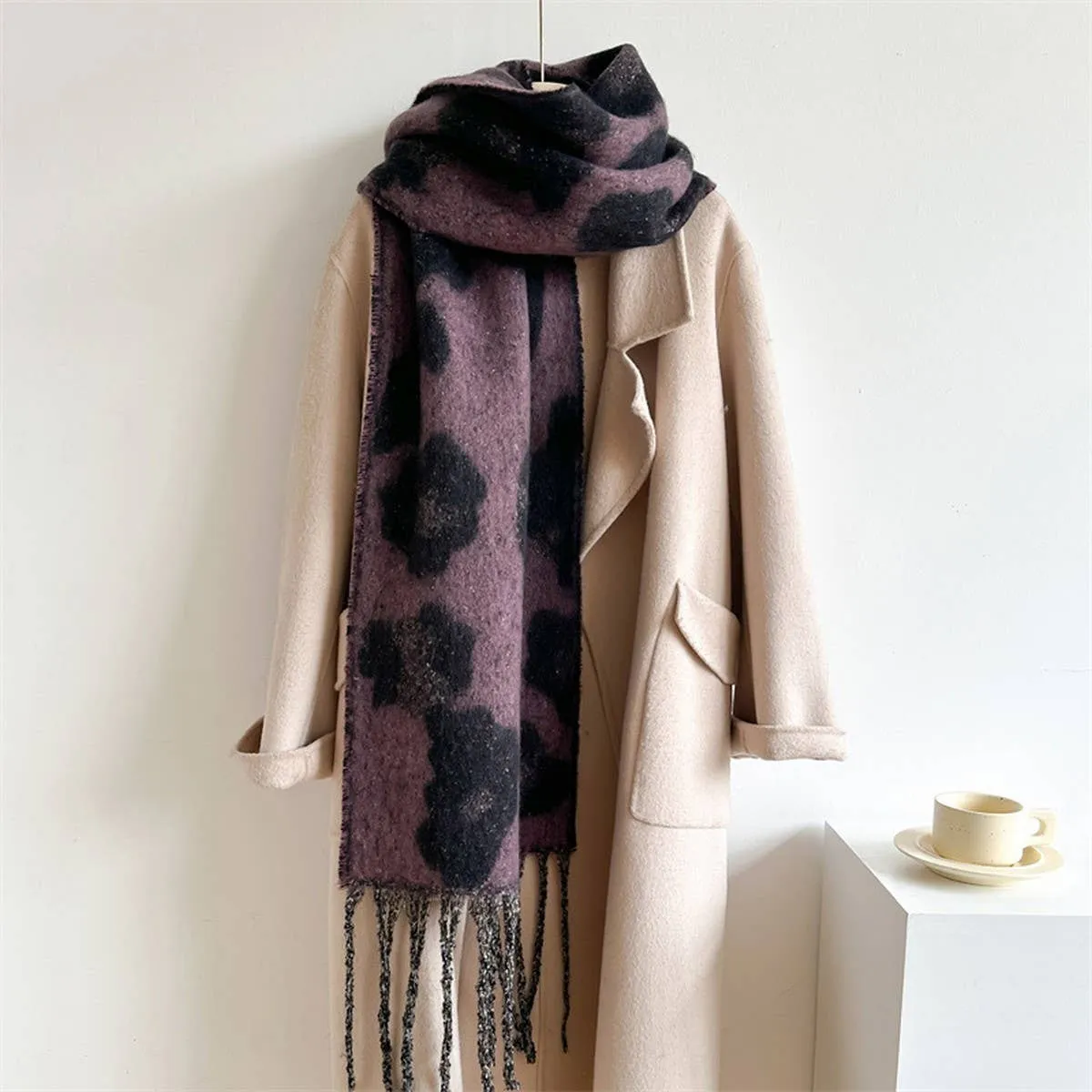 Leopard Jacquard Scarf - Orange