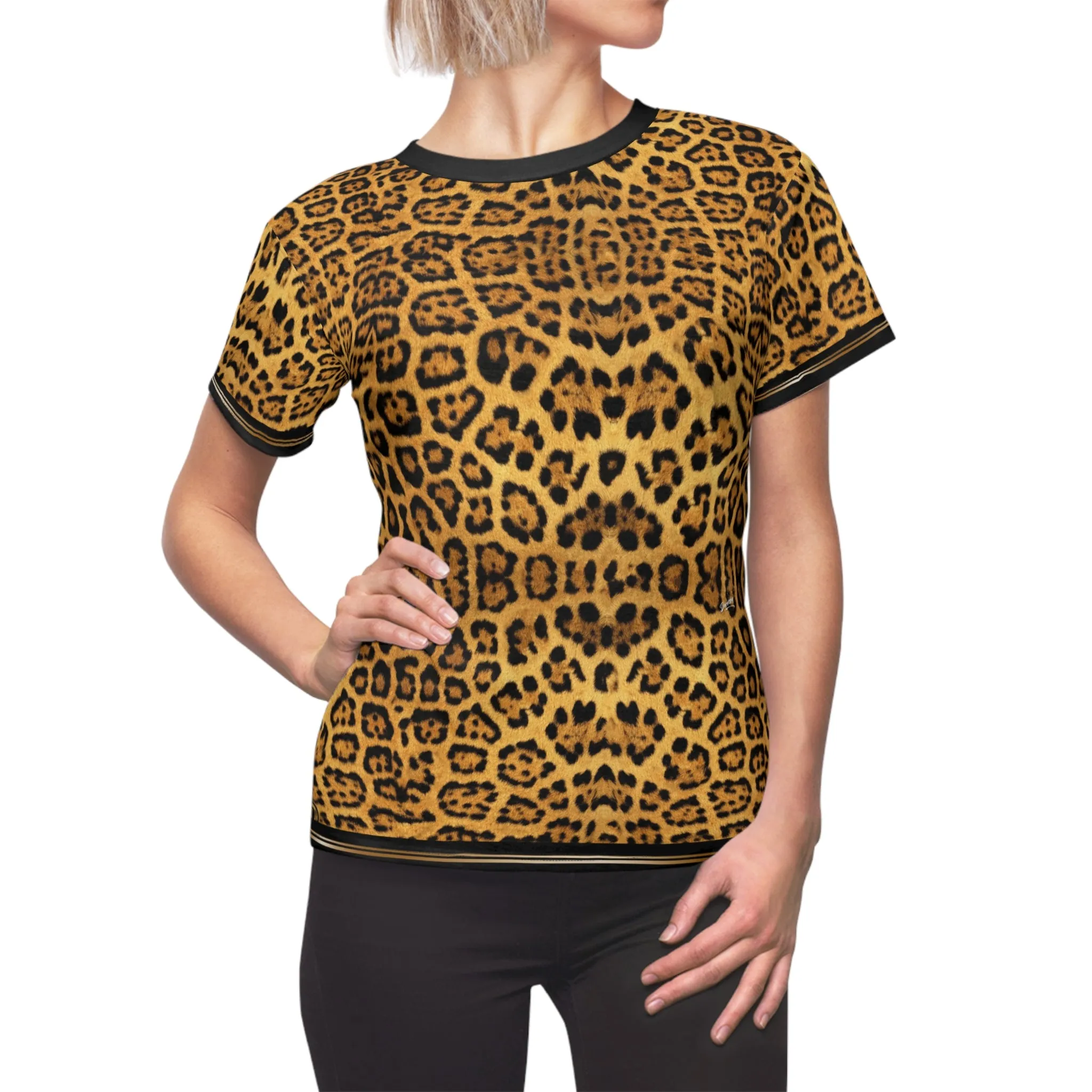 Leopard Print T-Shirt Unisex Tee Gold Medallion T-Shirt Animal Print Tee | 100167