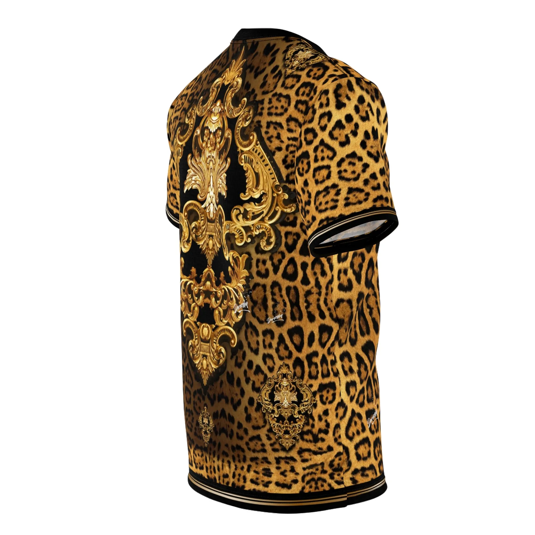 Leopard Print T-Shirt Unisex Tee Gold Medallion T-Shirt Animal Print Tee | 100167