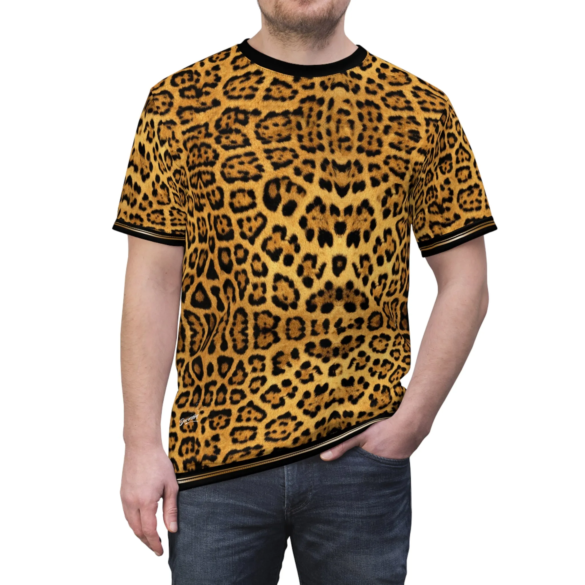 Leopard Print T-Shirt Unisex Tee Gold Medallion T-Shirt Animal Print Tee | 100167