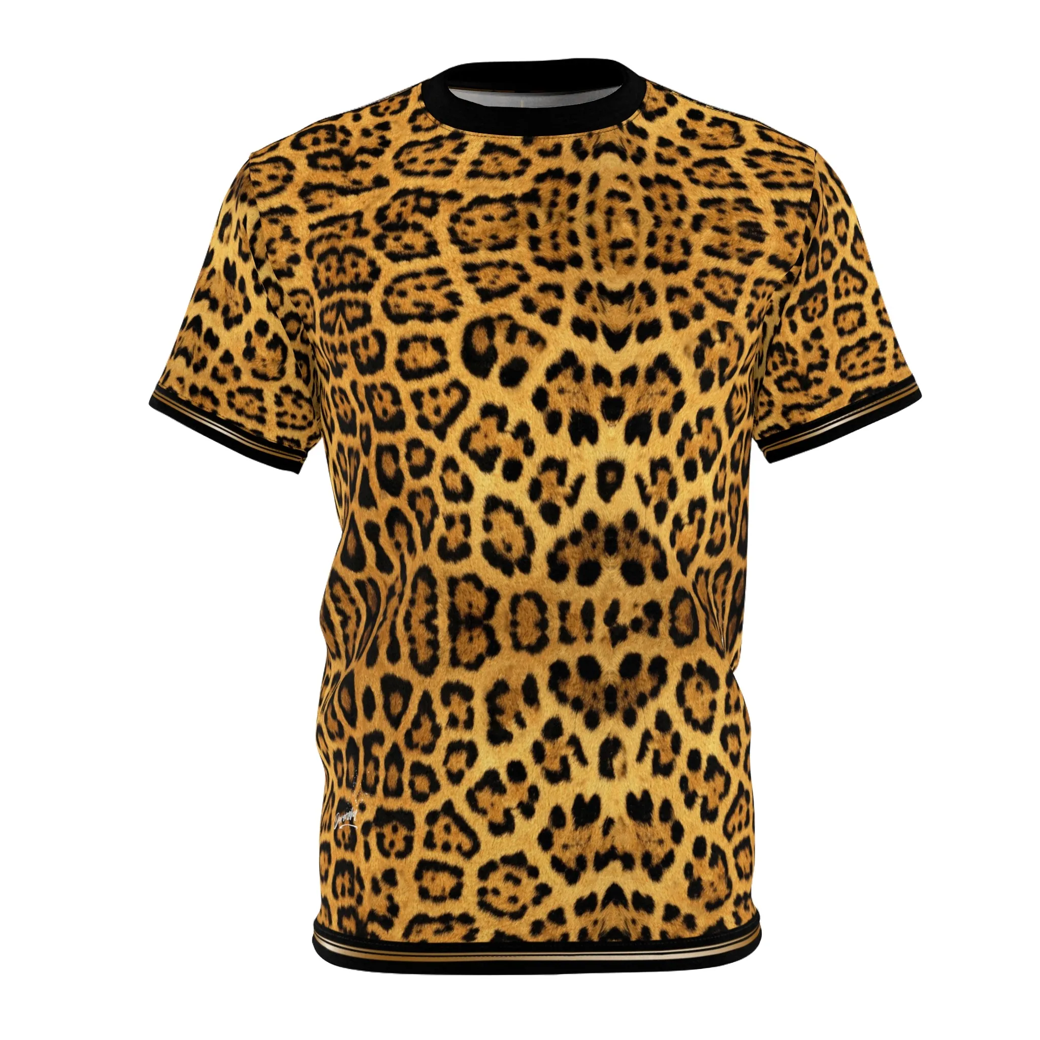 Leopard Print T-Shirt Unisex Tee Gold Medallion T-Shirt Animal Print Tee | 100167