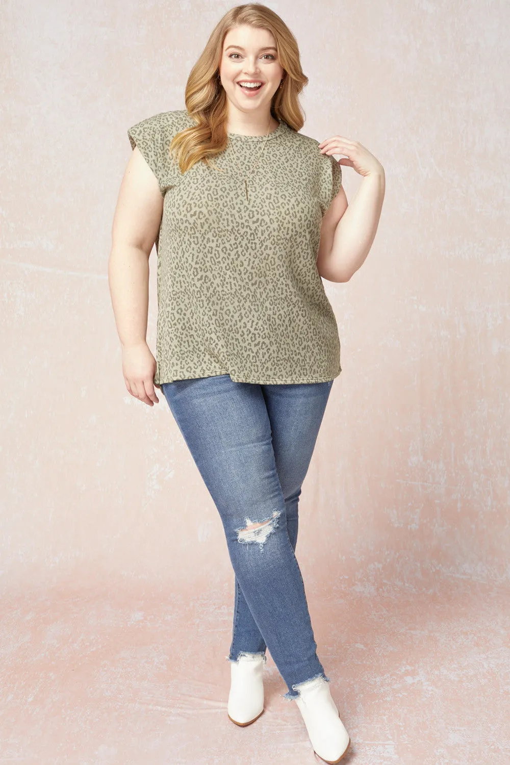 Leopard Tonal Top, Olive