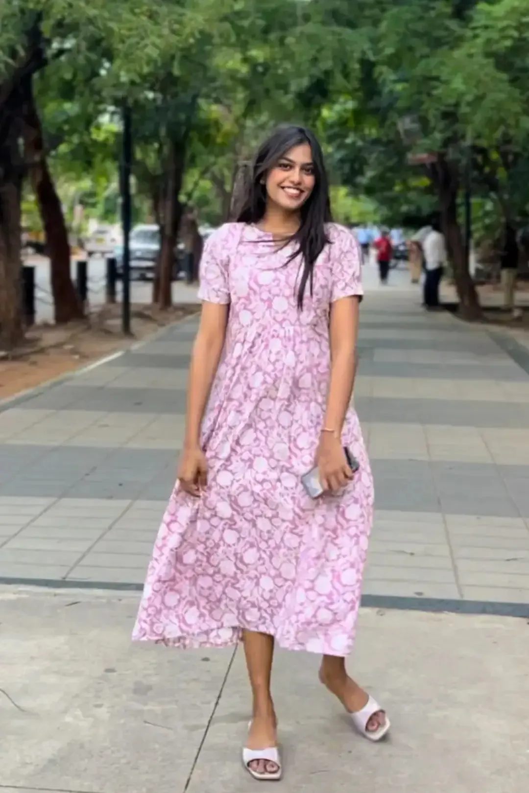 Lilac Breeze Hand Block Nursing Dress