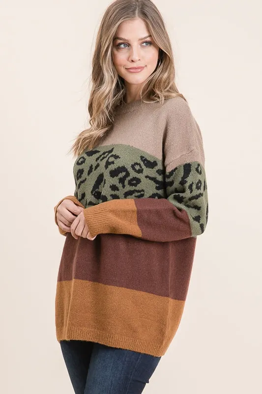 Lime N Chili Leopard Sweater Tunic Top