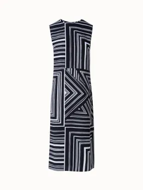 Long Sleeveless Silk Crêpe Tunic with Lizzi's Lines Print