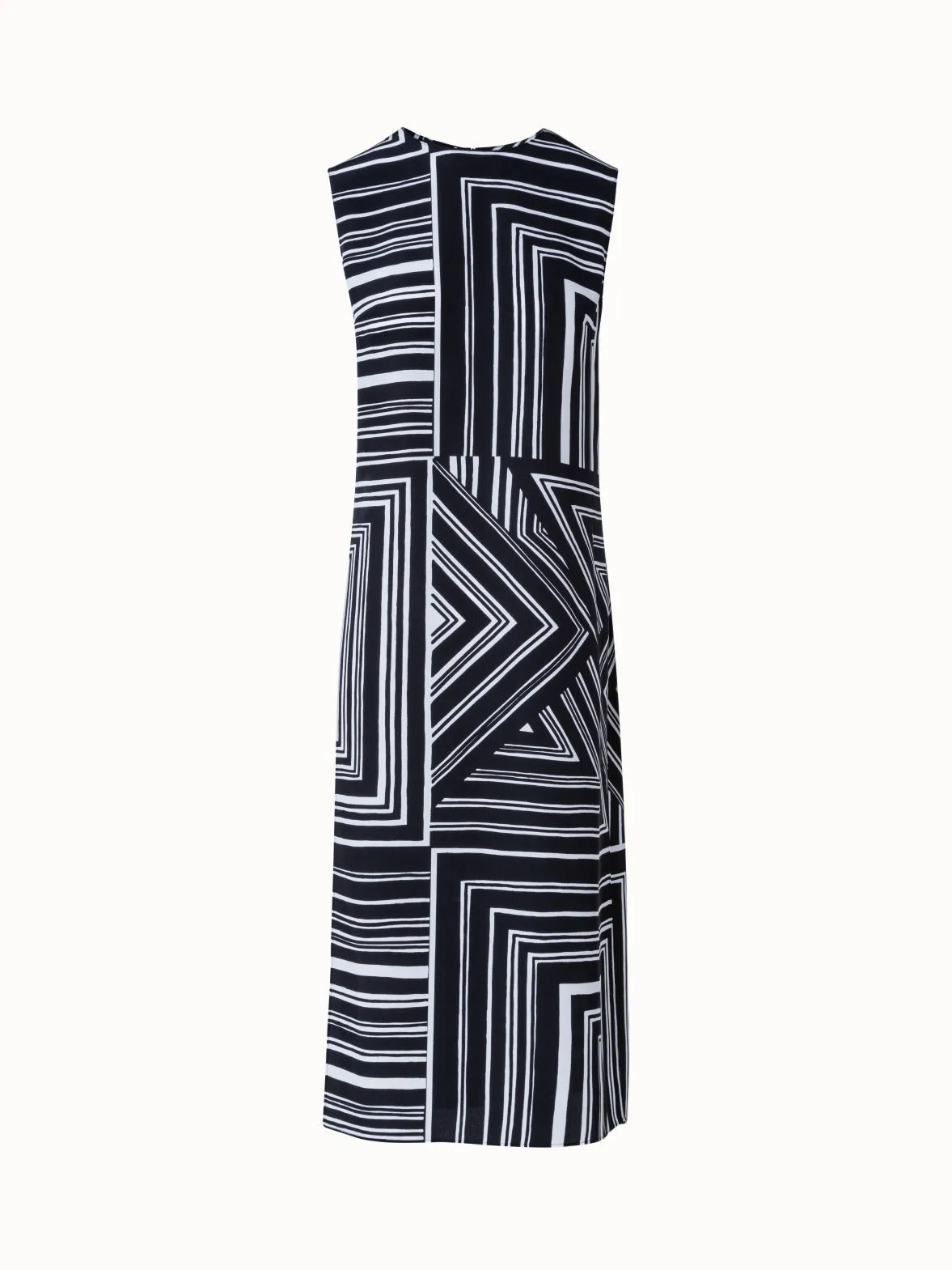 Long Sleeveless Silk Crêpe Tunic with Lizzi's Lines Print