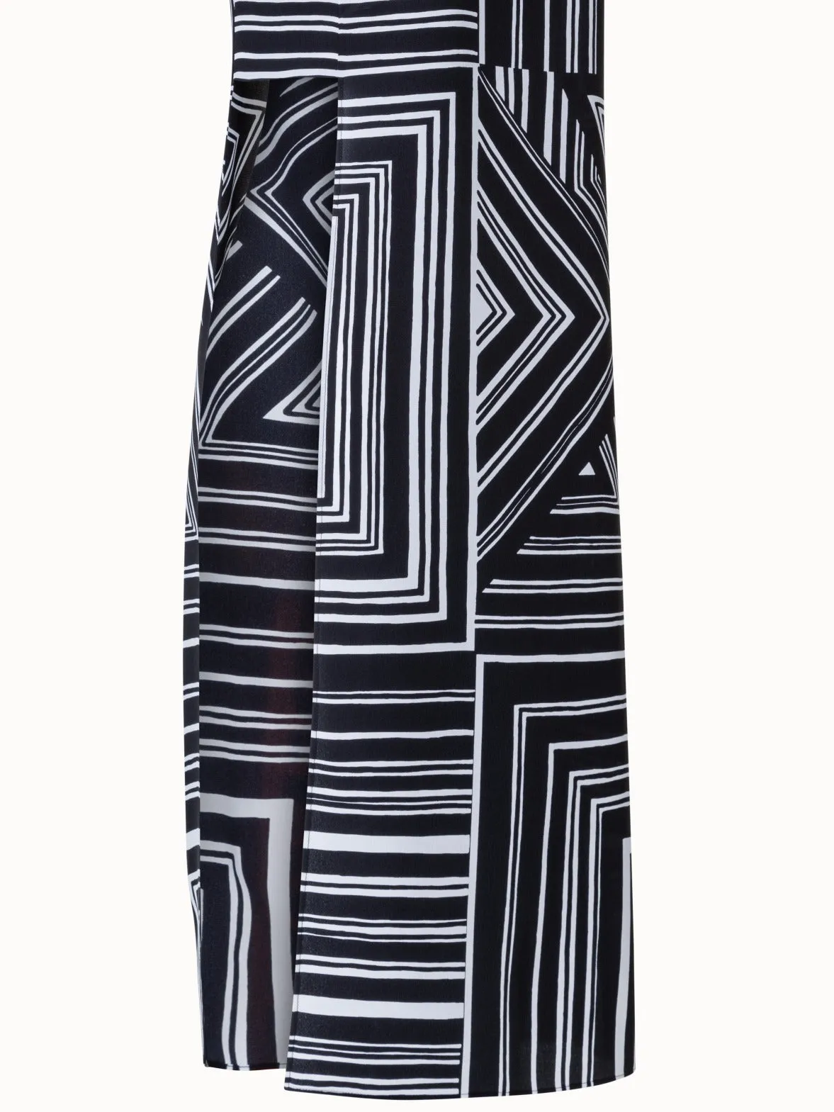 Long Sleeveless Silk Crêpe Tunic with Lizzi's Lines Print