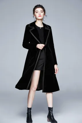 Long Velvet Coat Retro Outwear Dresses