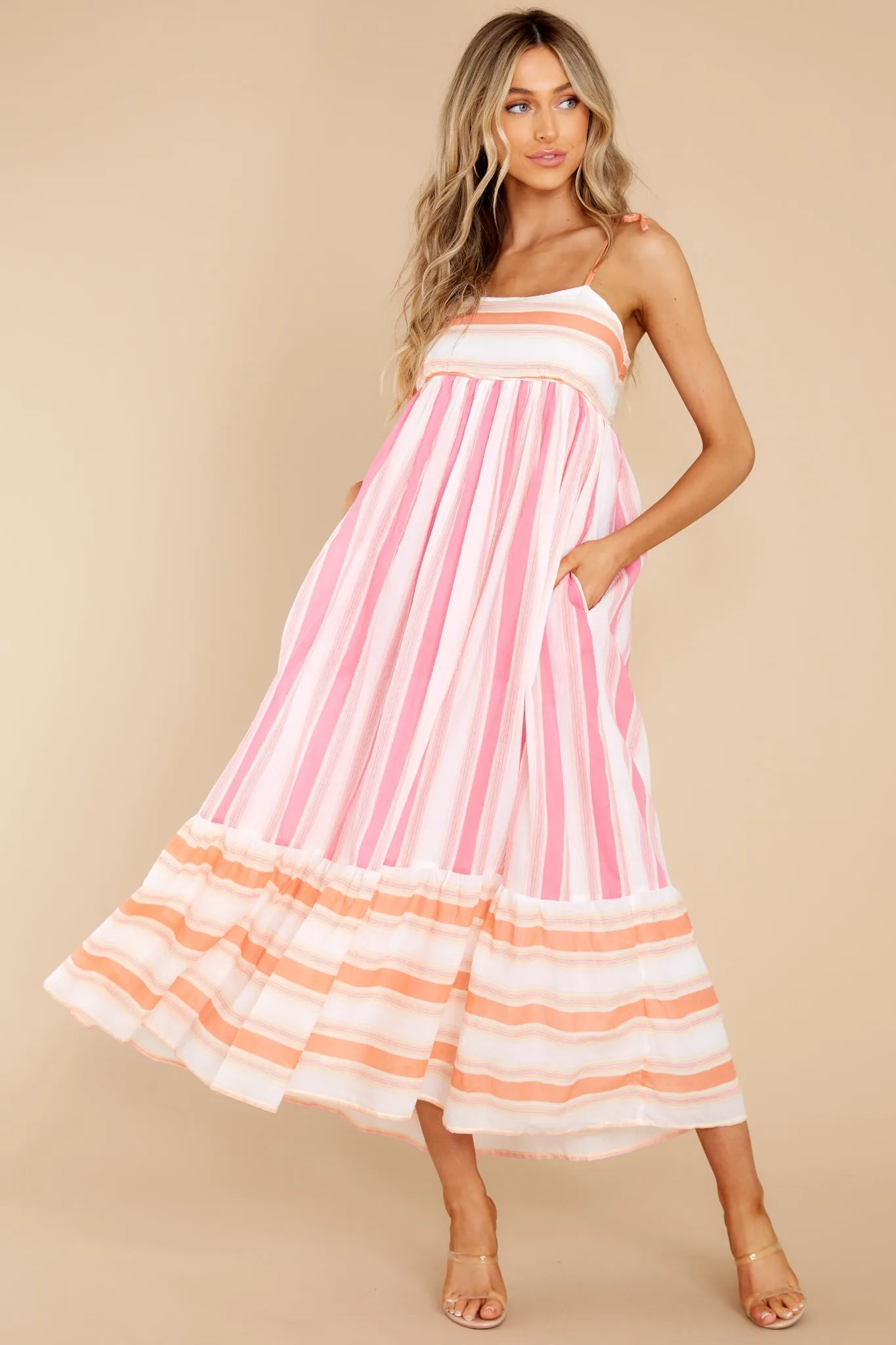 Malin Wide Stripe Pink Dress