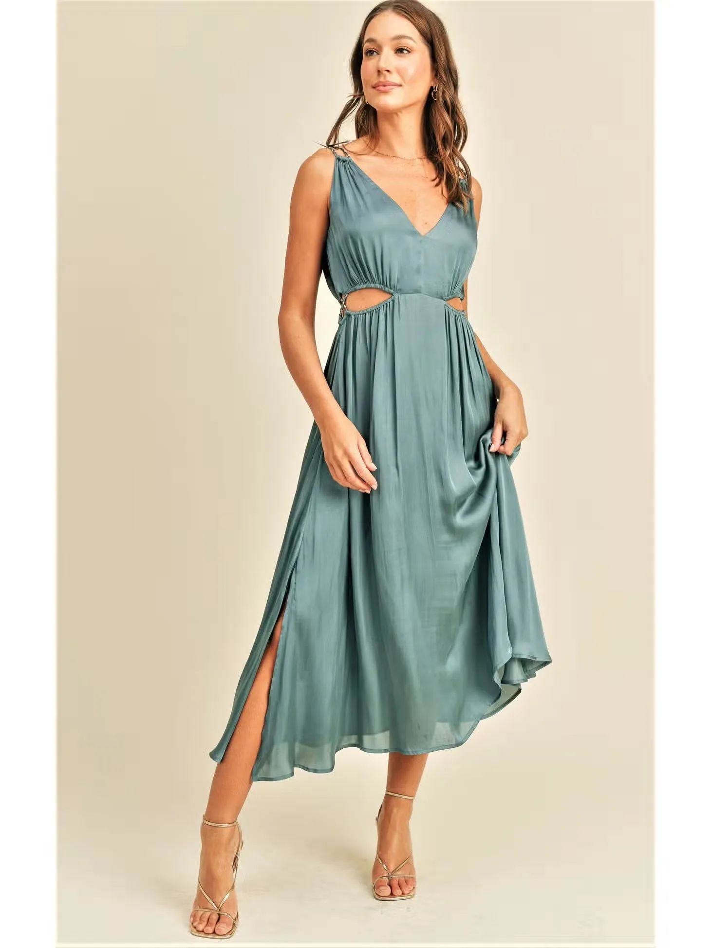 Marci Aqua Cut Out Midi Dress