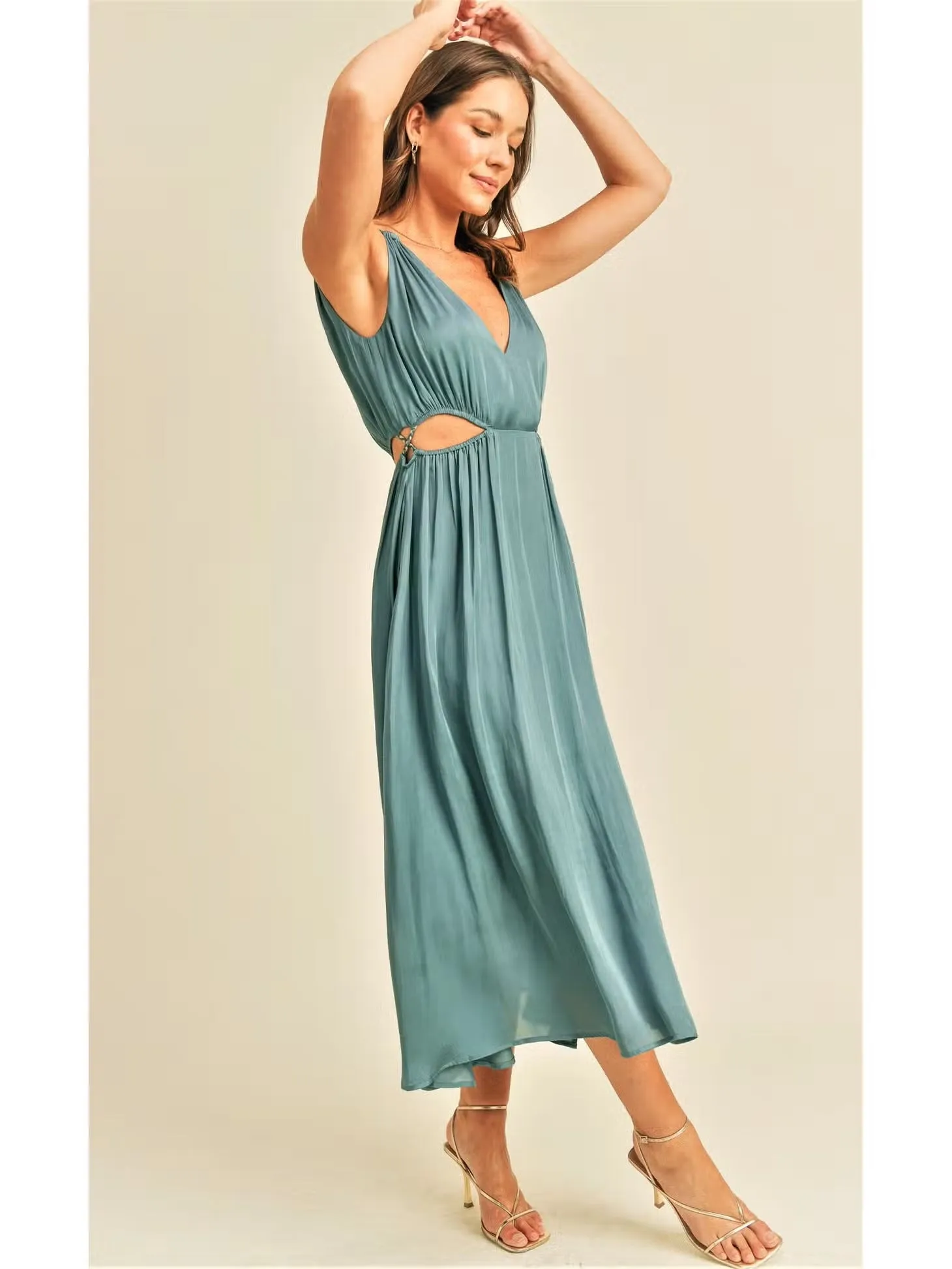 Marci Aqua Cut Out Midi Dress