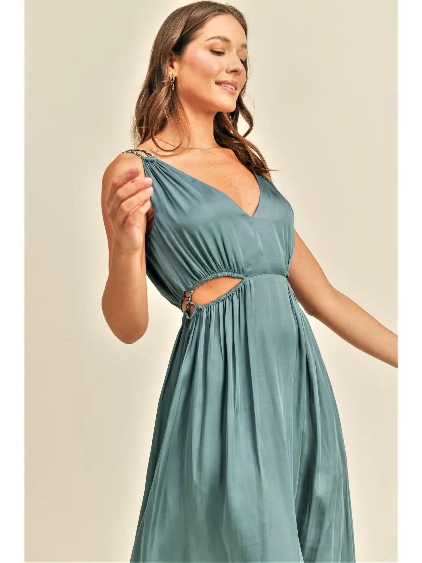 Marci Aqua Cut Out Midi Dress