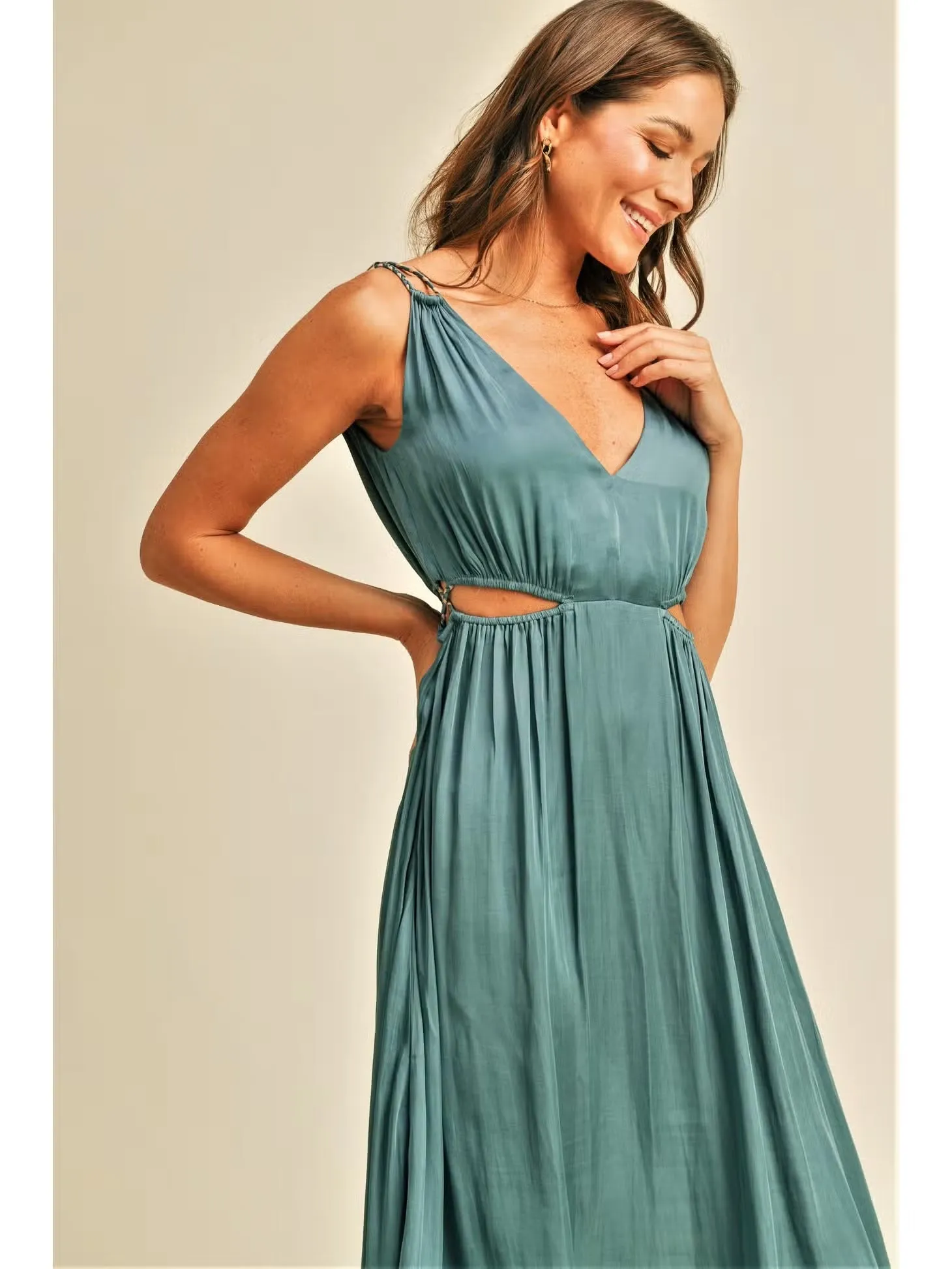 Marci Aqua Cut Out Midi Dress