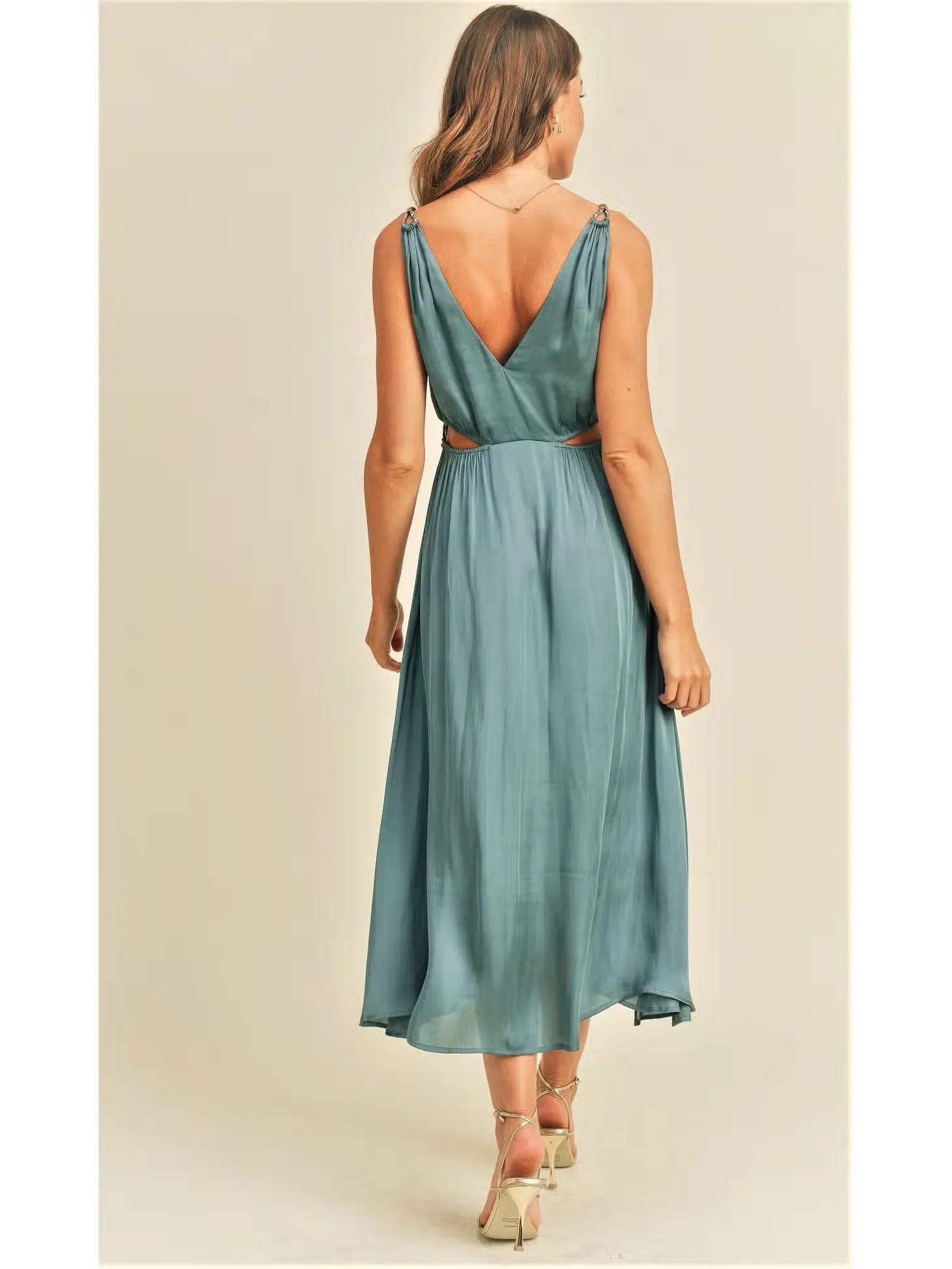 Marci Aqua Cut Out Midi Dress