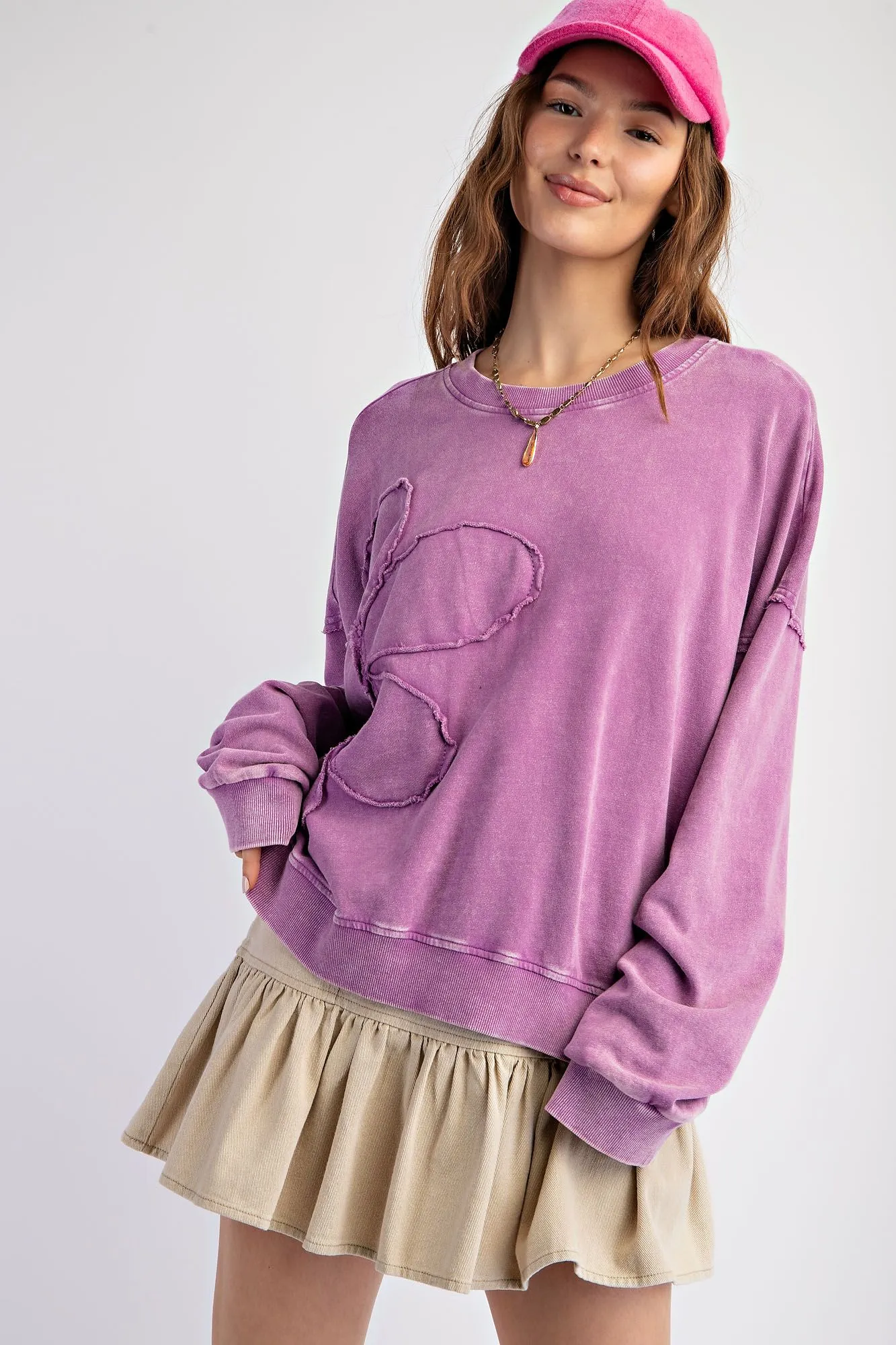 Marcy Long Sleeve Flower Patch Knit Pullover *FINAL SALE*