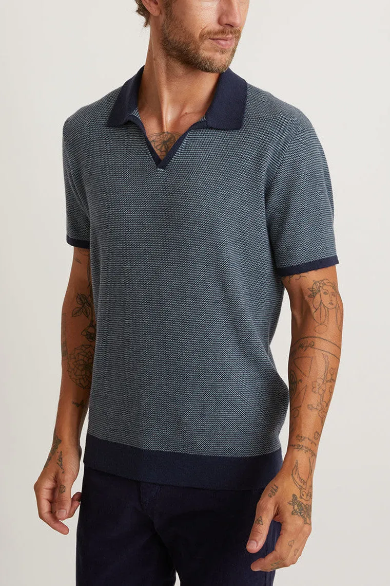 Marine Layer Liam Polo Short Sleeve Sweater Shirt in Dark Indigo