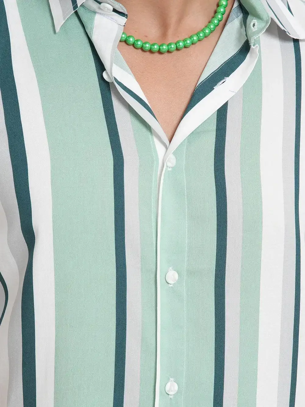 Men's Aqua Pearl Stripe Short Sleeve Shirt