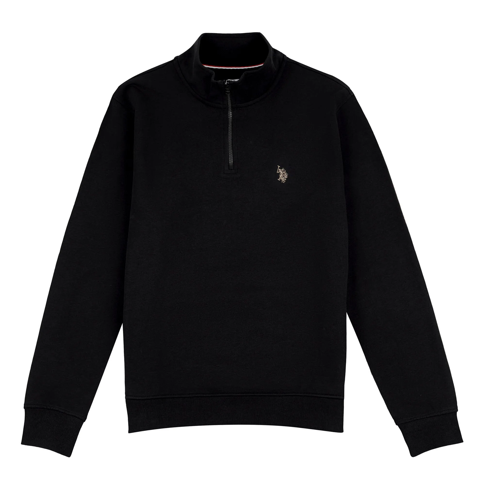 Mens Funnel Neck Quarter Zip Sweatshirt in Black