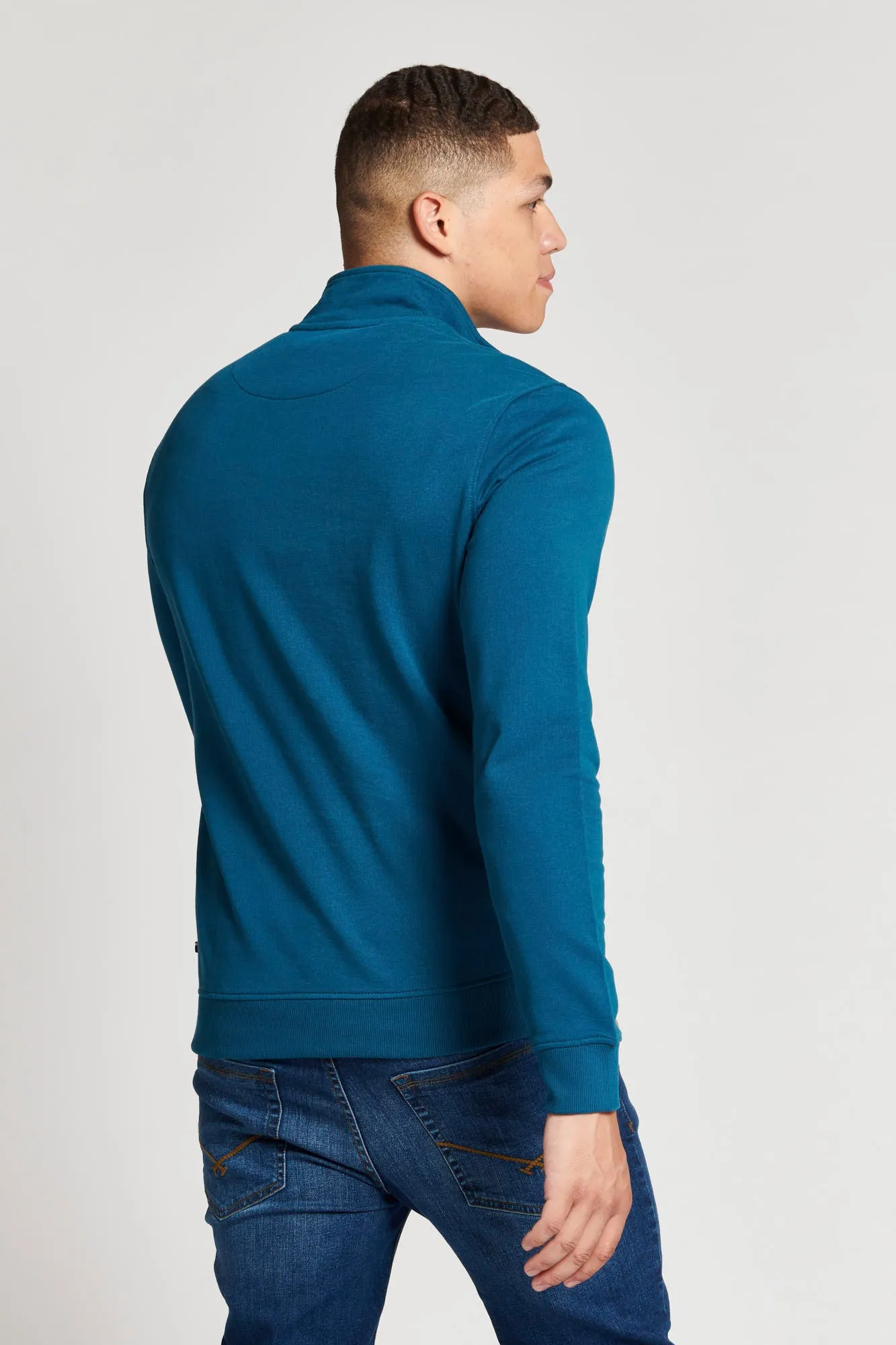 Mens Funnel Neck Quarter Zip Sweatshirt in Legion Blue