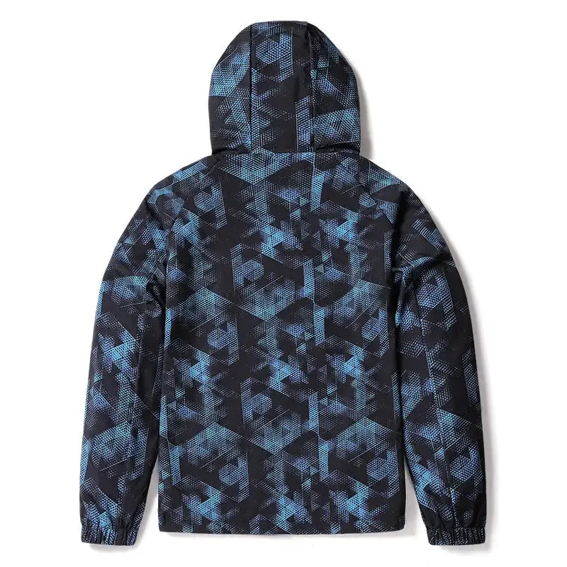 Men’s hooded trench coat full print sports casual thin jacket