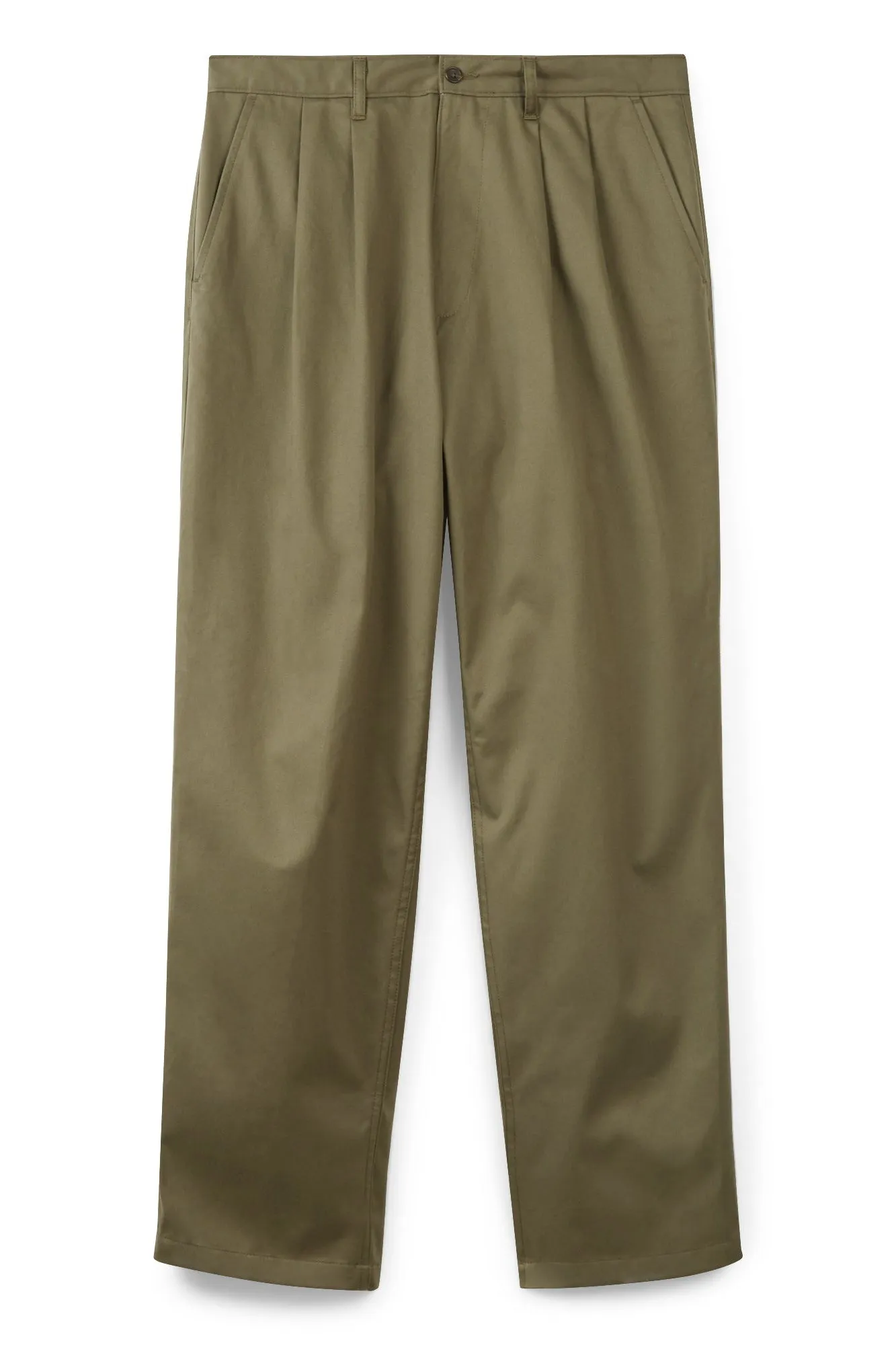 Men's Pleated Cotton Chino - Olive