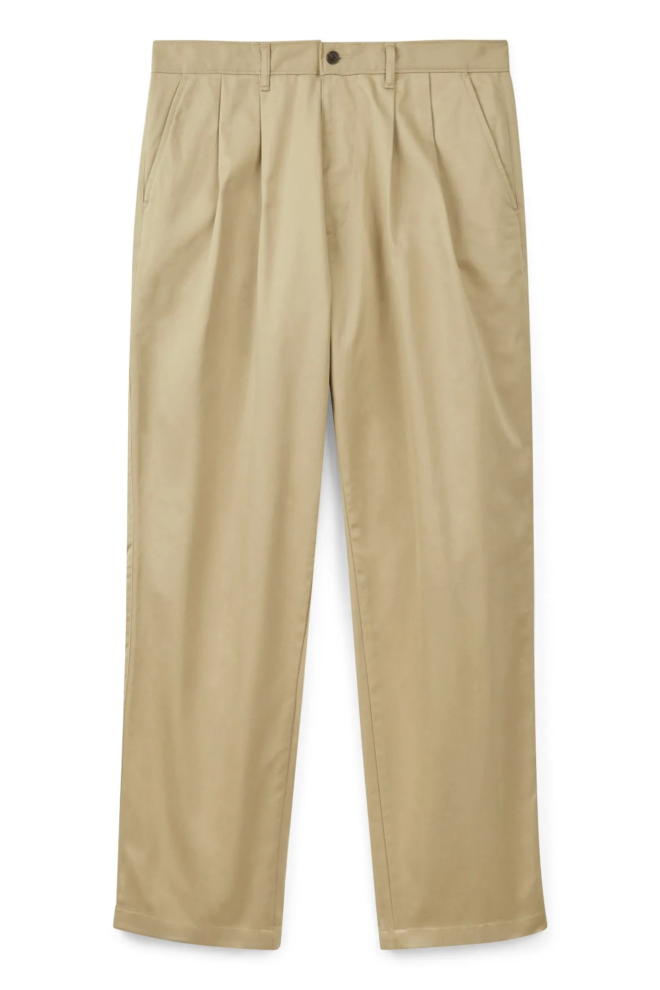 Men's Pleated Cotton Chino - Stone