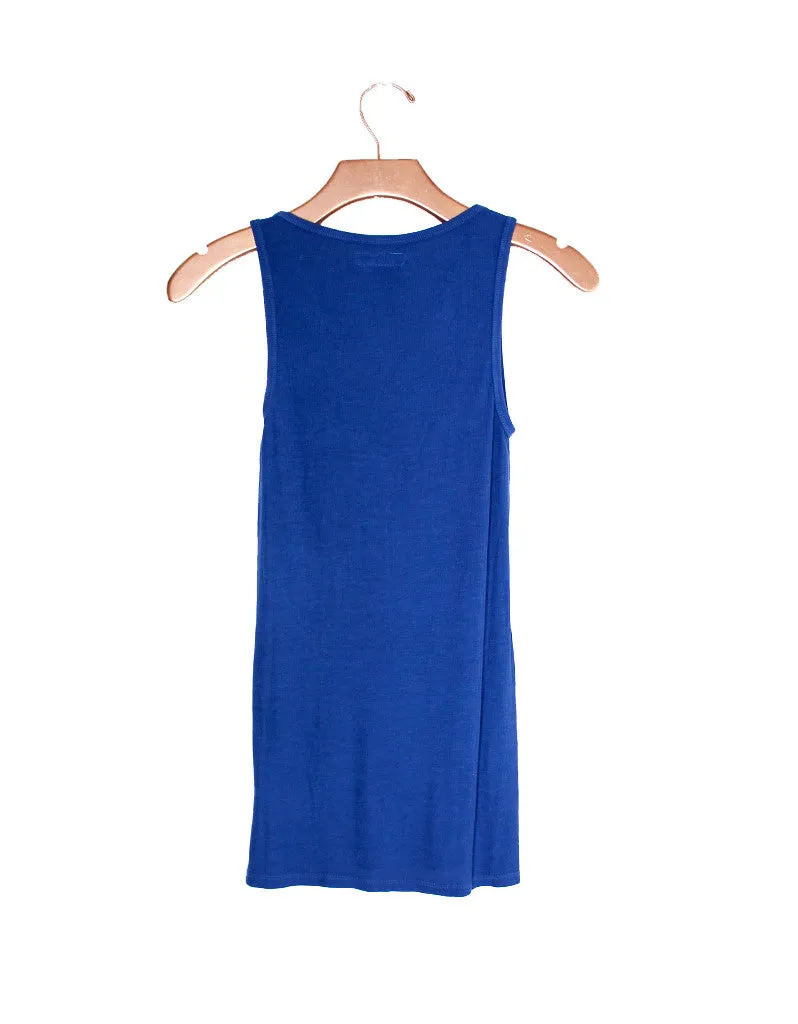 Michael Lauren Royce Cutout V-Neck Tank in Ink Blue