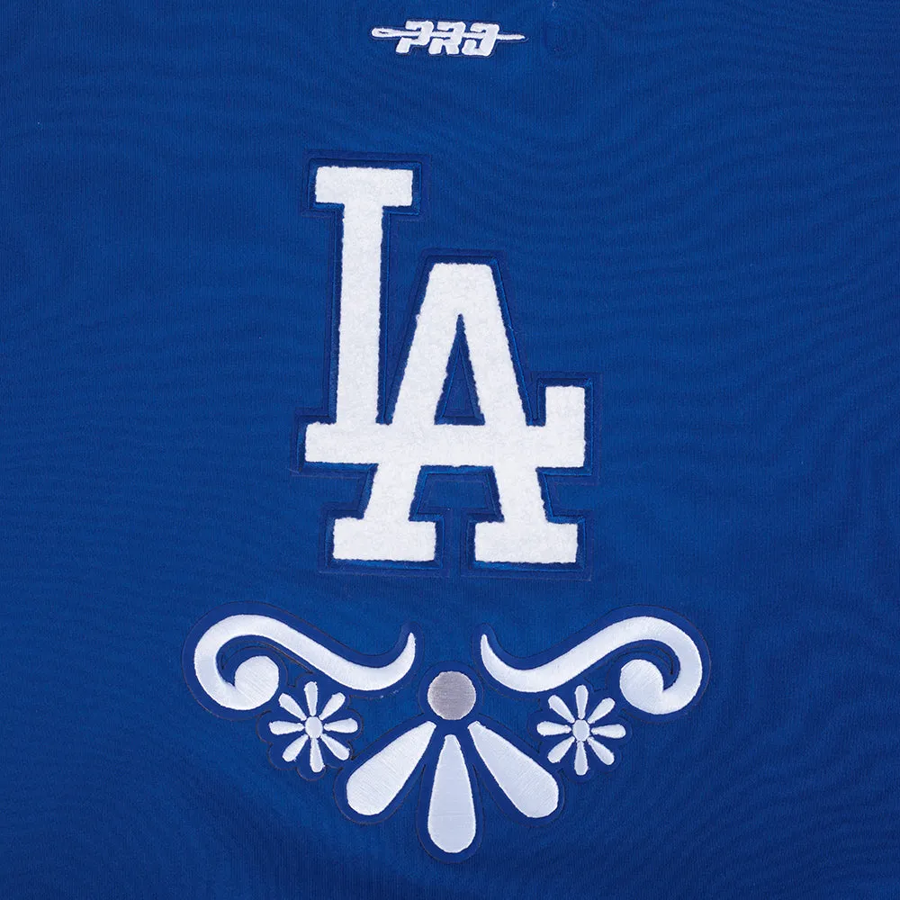 MLB LOS ANGELES DODGERS SUGAR SKULL WOMEN'S FLC CROPPED PO HOODIE (DODGER BLUE)