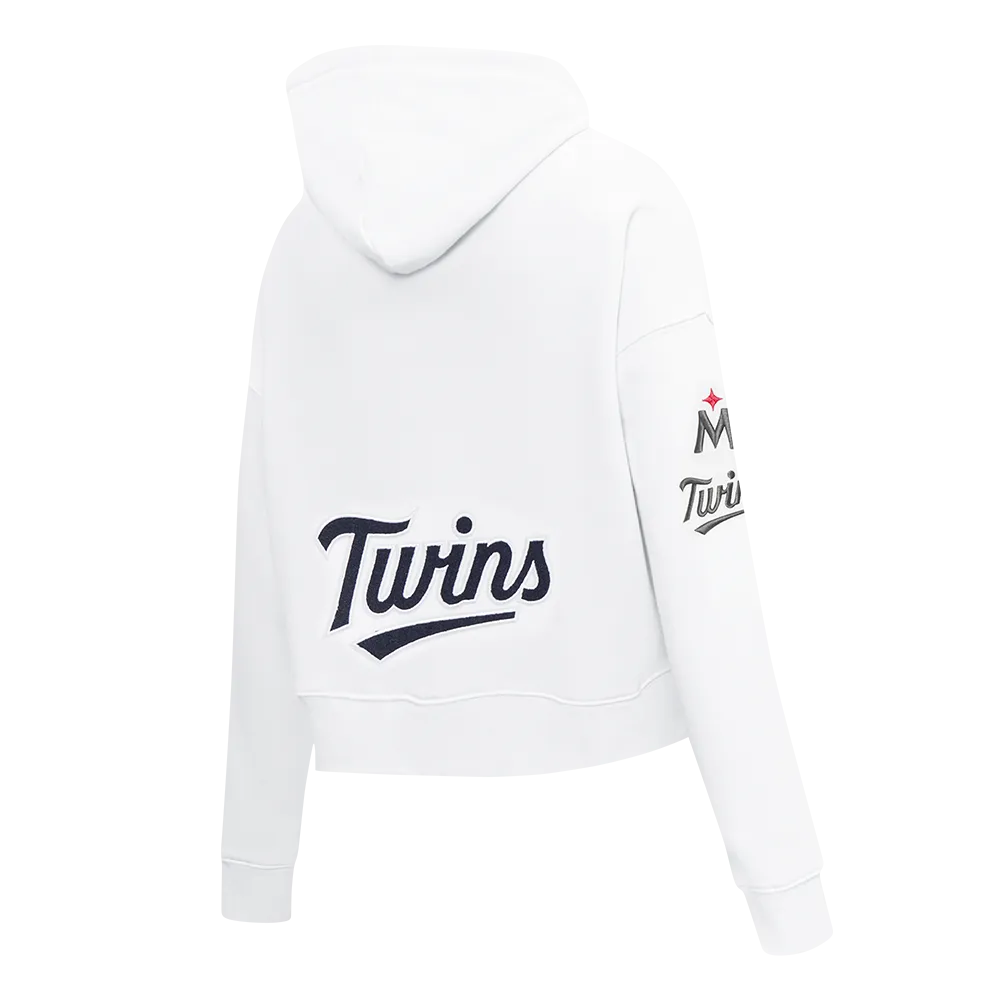 MLB MINNESOTA TWINS CLASSIC WOMEN'S CROPPED PO HOODIE (WHITE)