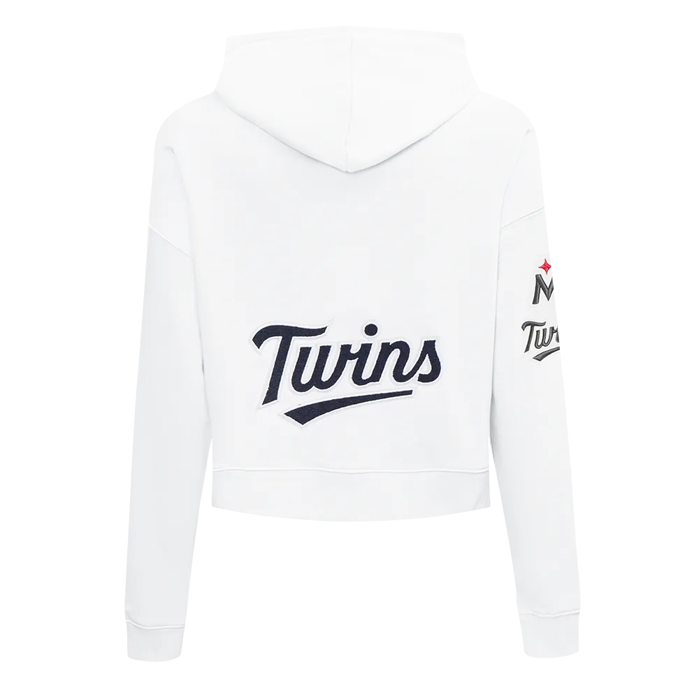 MLB MINNESOTA TWINS CLASSIC WOMEN'S CROPPED PO HOODIE (WHITE)