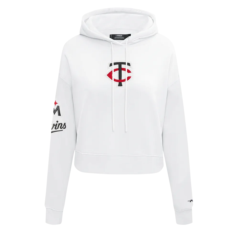 MLB MINNESOTA TWINS CLASSIC WOMEN'S CROPPED PO HOODIE (WHITE)