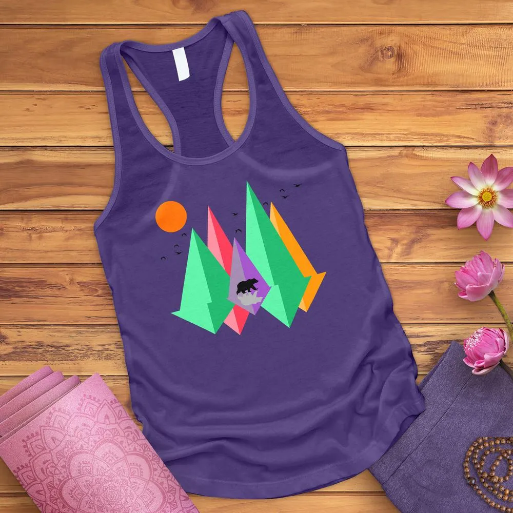 Mountain Bear And Birds Tank Top