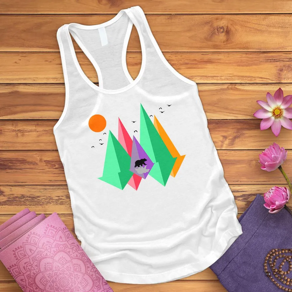 Mountain Bear And Birds Tank Top