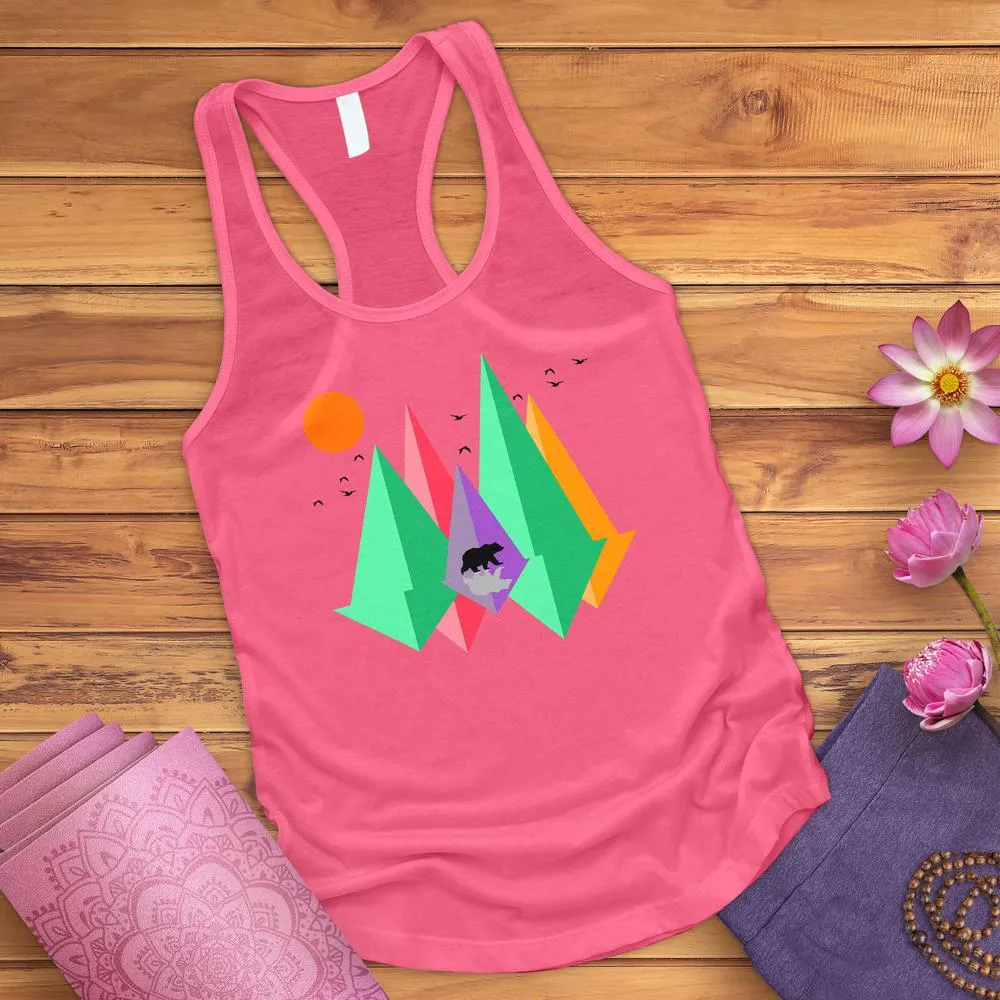 Mountain Bear And Birds Tank Top