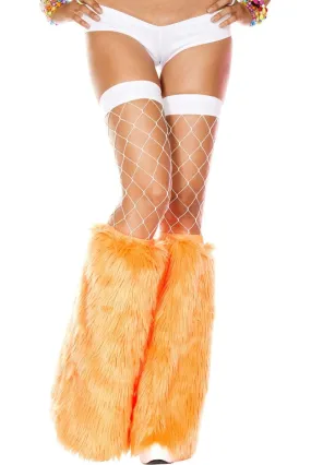 Music Legs 5535-NEONORANGE Faux Fur Leg Warmers, Neon Orange