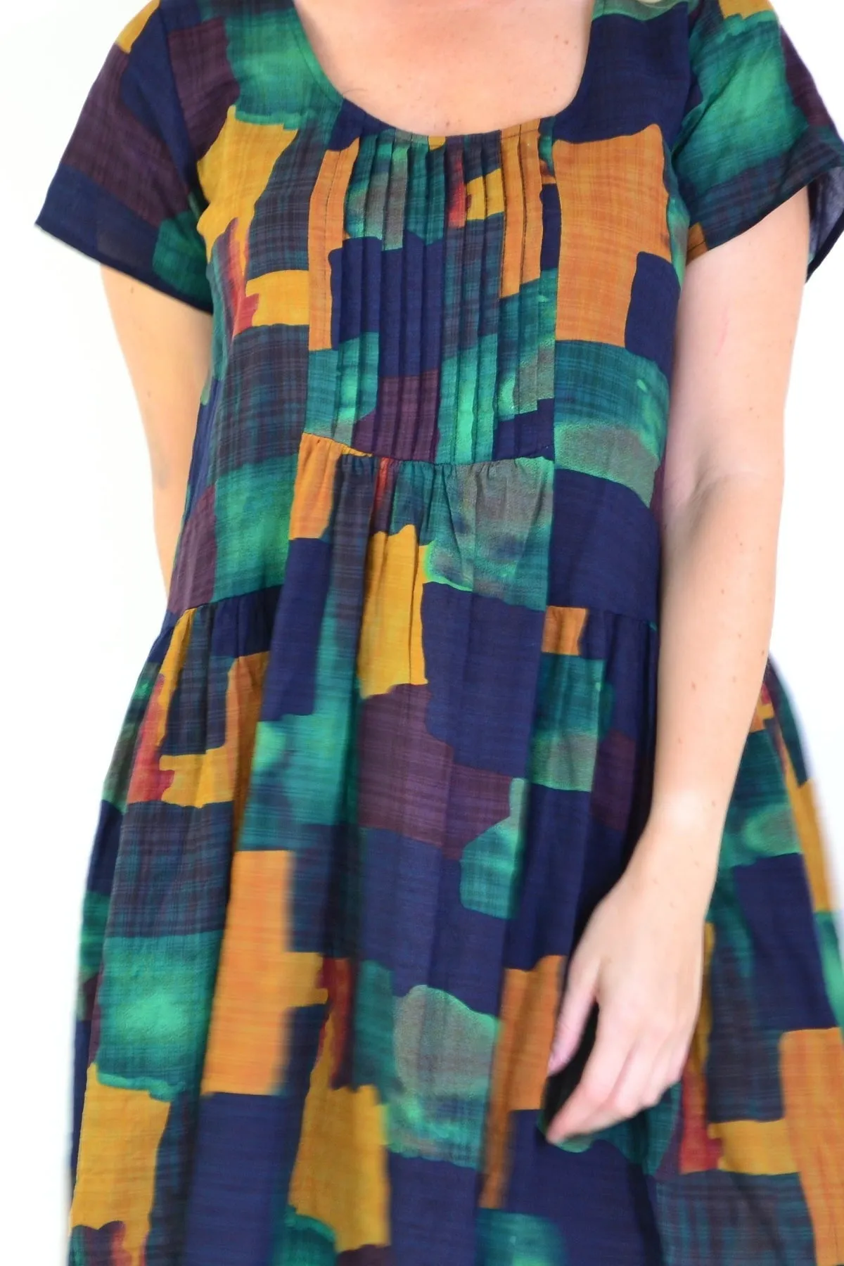 Mustard Olive Abstract Tunic Dress