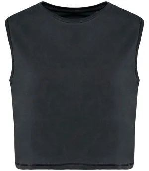 Native Spirit Ladies Cropped Tank Top | Washed Coal Grey