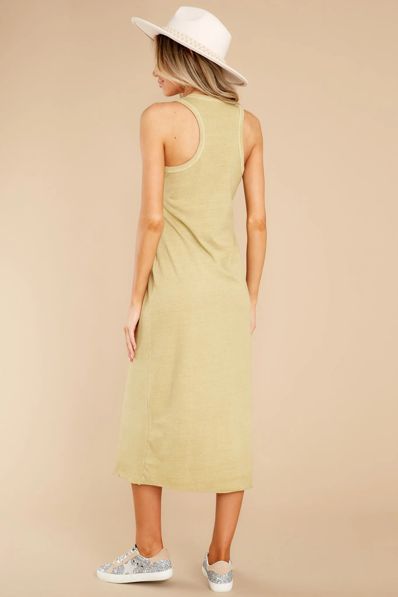 Natural Comfort Light Sage Green Midi Dress