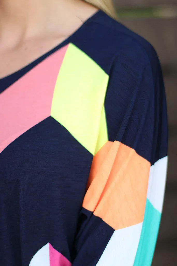 Navy Color Block Tunic