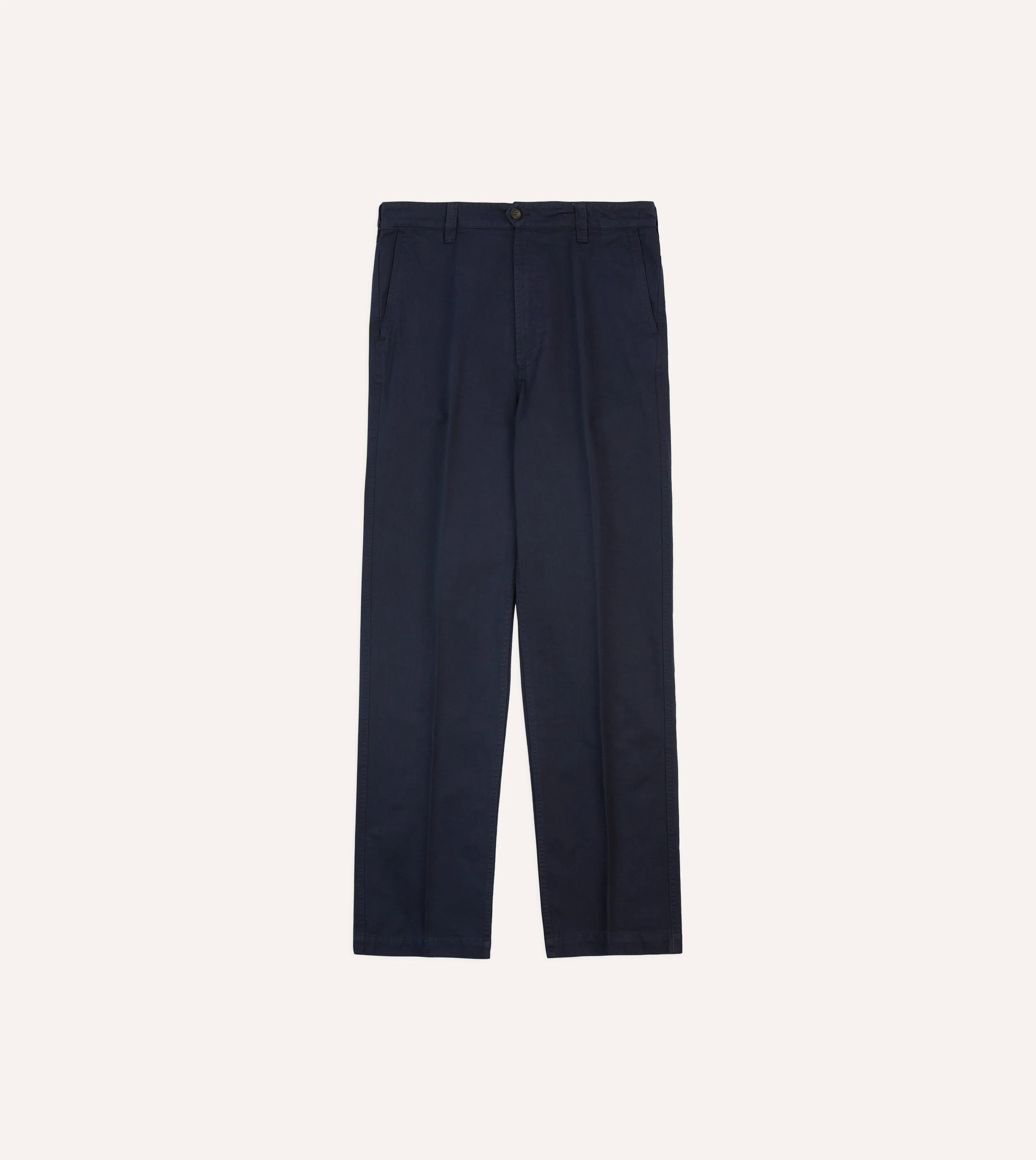 Navy Cotton Flat Front Chino