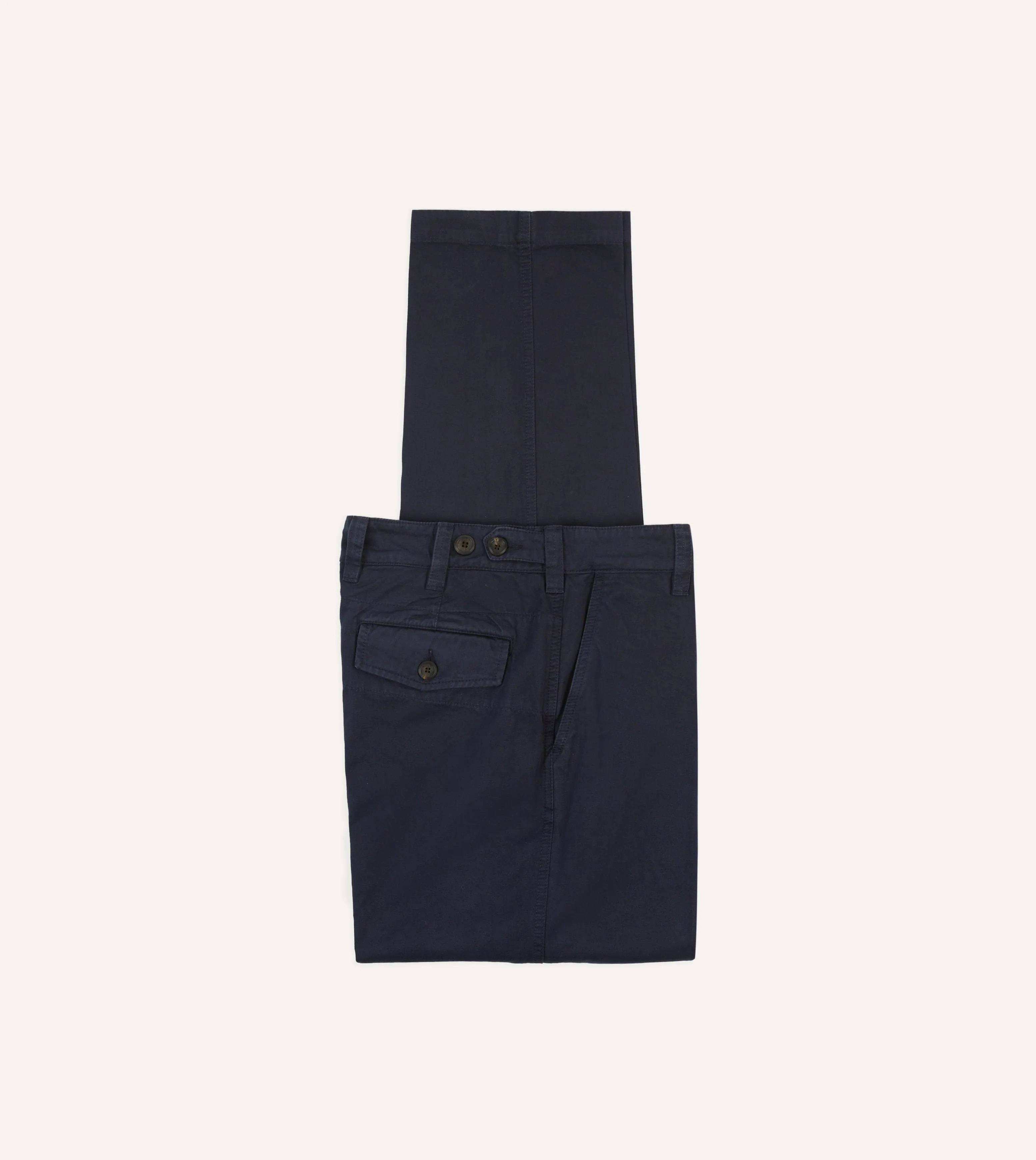 Navy Cotton Flat Front Chino