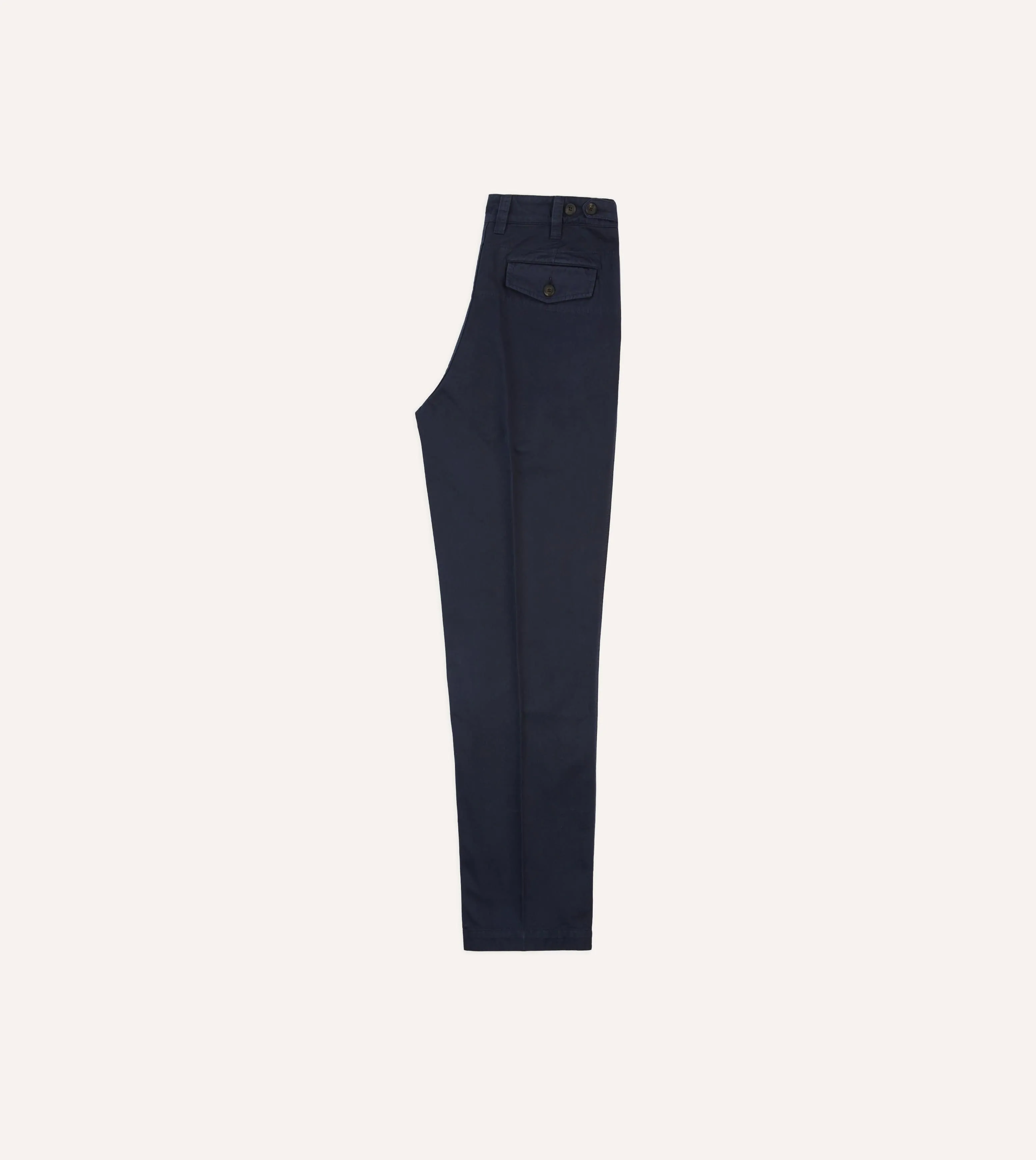 Navy Cotton Flat Front Chino