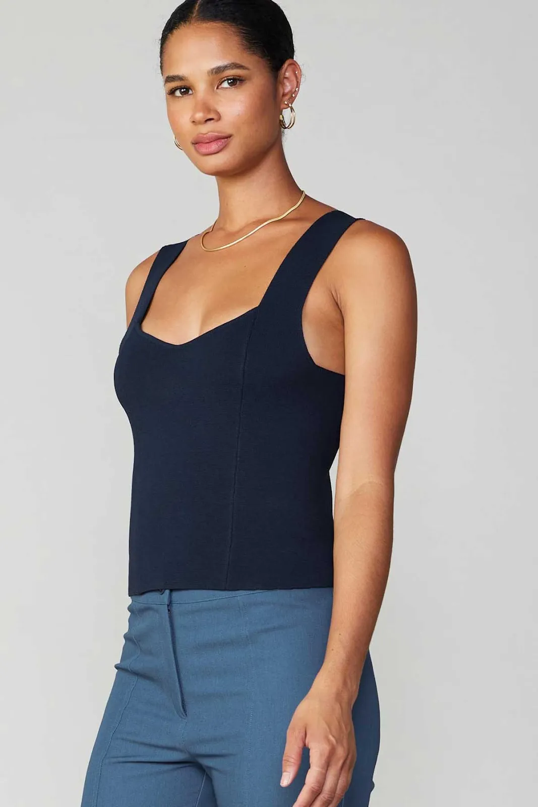 Navy Sleeveless Sweater Tank