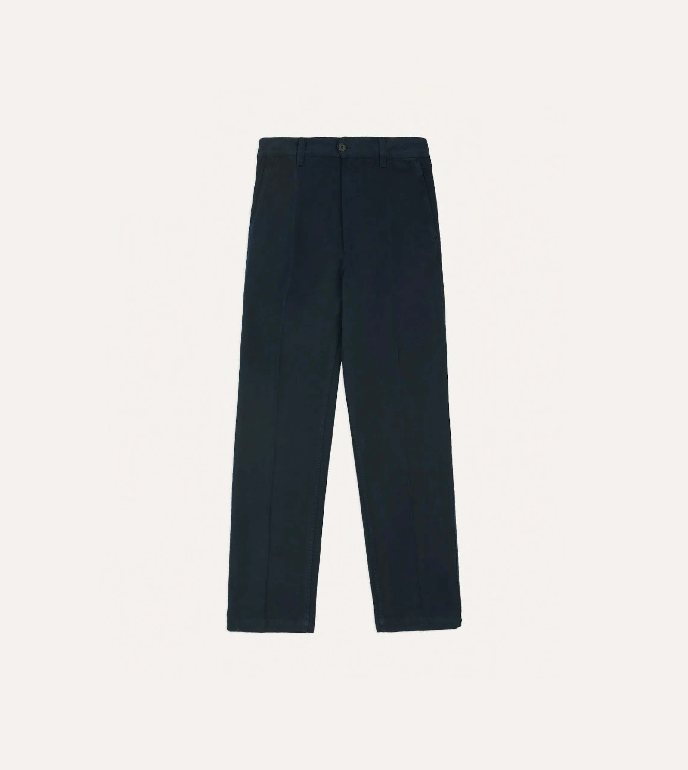 Navy Textured Cotton Flat Front Chino